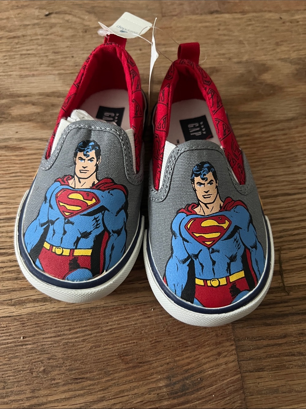 GAP Kids Superman Slip-On Sneakers in Gray & Red